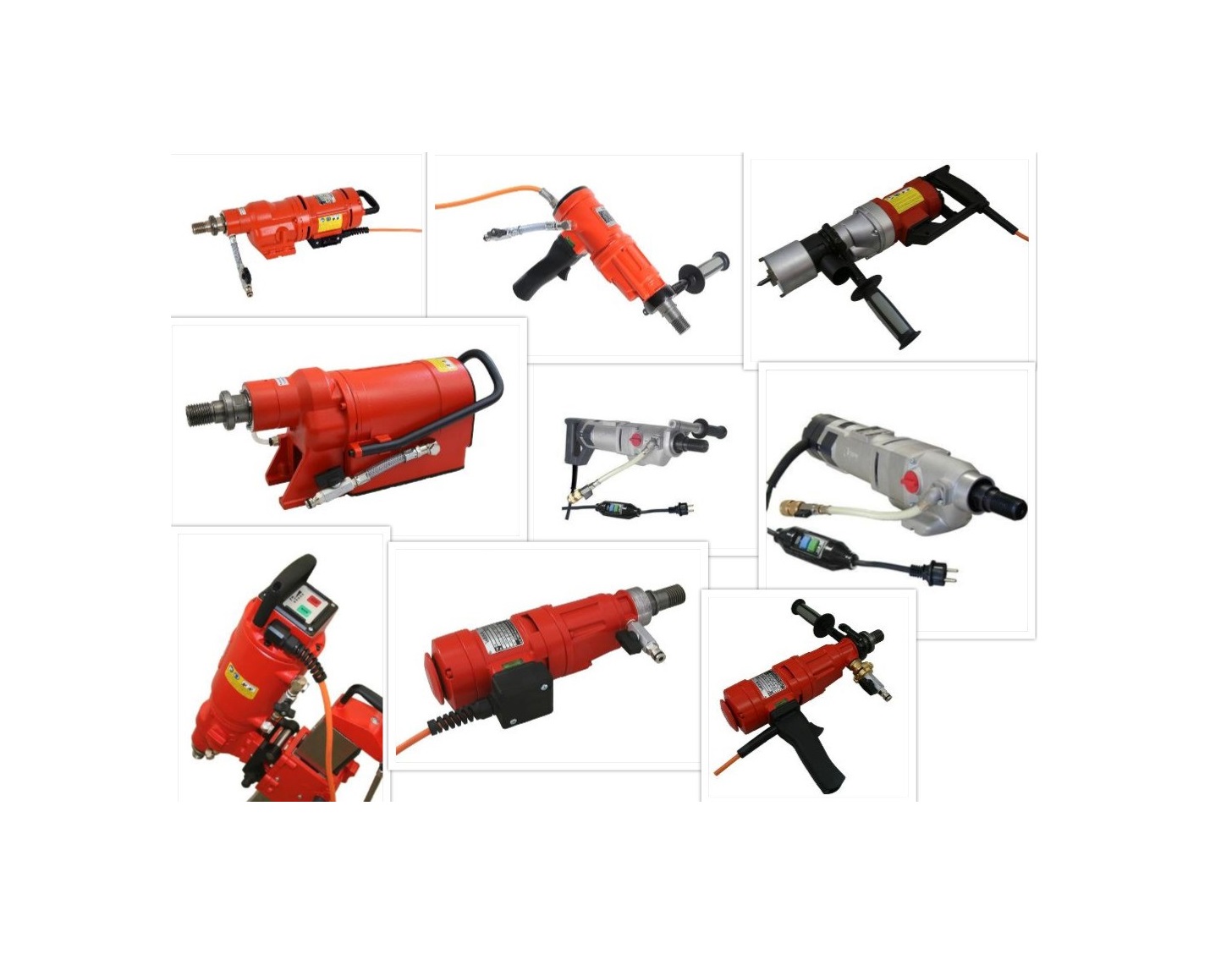 Selection of professional core drill motors from Weka, Cardi and AGP